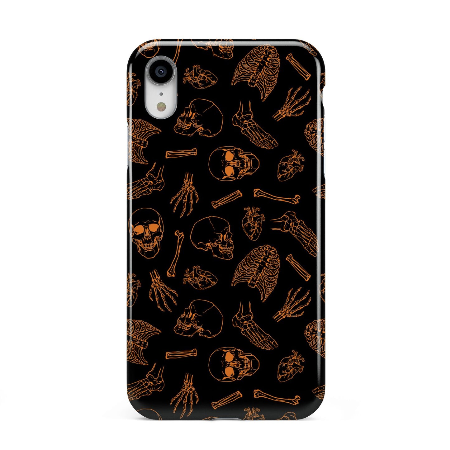 Orange Skeleton Illustrations Apple iPhone XR White 3D Tough Case