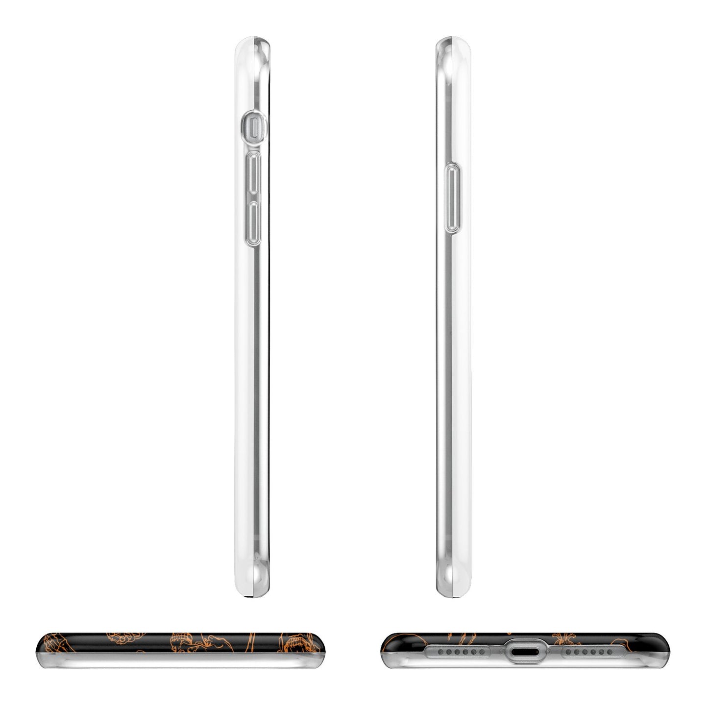 Orange Skeleton Illustrations Apple iPhone XR in White with 3D Wrap Tough Case Alternative Image Angles