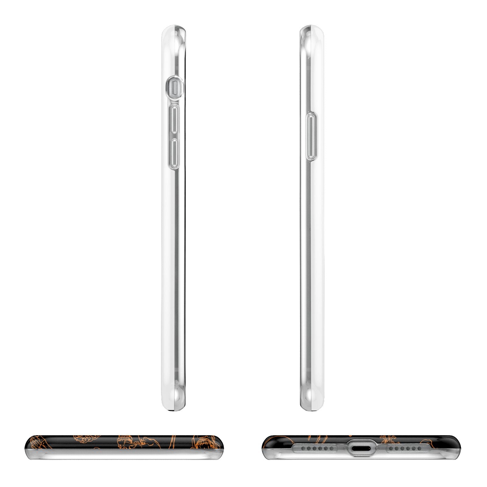 Orange Skeleton Illustrations Apple iPhone XR in White with 3D Wrap Tough Case Alternative Image Angles
