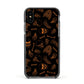 Orange Skeleton Illustrations Apple iPhone Xs Impact Case Black Edge on Black Phone