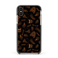 Orange Skeleton Illustrations Apple iPhone Xs Impact Case Black Edge on Gold Phone