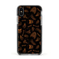 Orange Skeleton Illustrations Apple iPhone Xs Impact Case Black Edge on Silver Phone