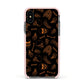 Orange Skeleton Illustrations Apple iPhone Xs Impact Case Pink Edge on Black Phone