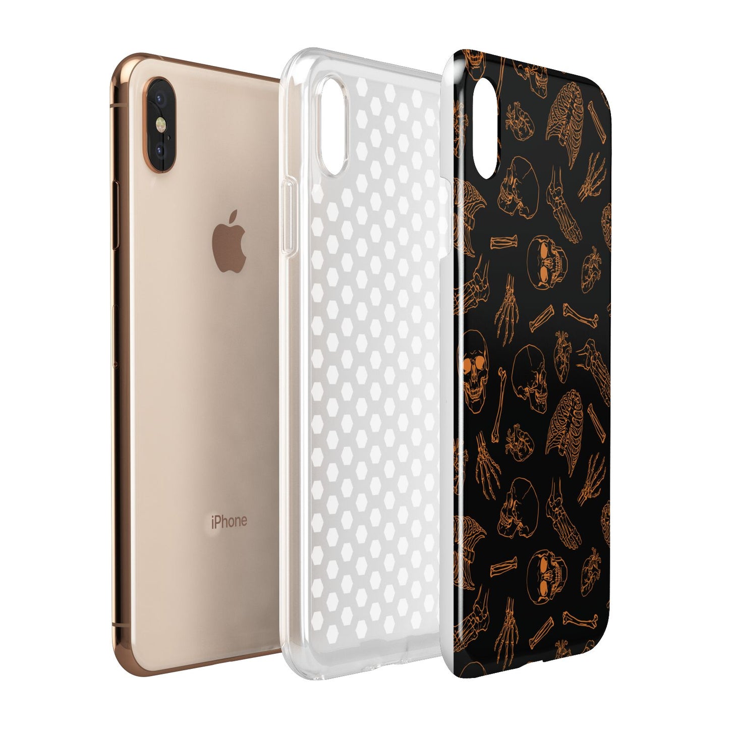 Orange Skeleton Illustrations Apple iPhone Xs Max 3D Tough Case Expanded View
