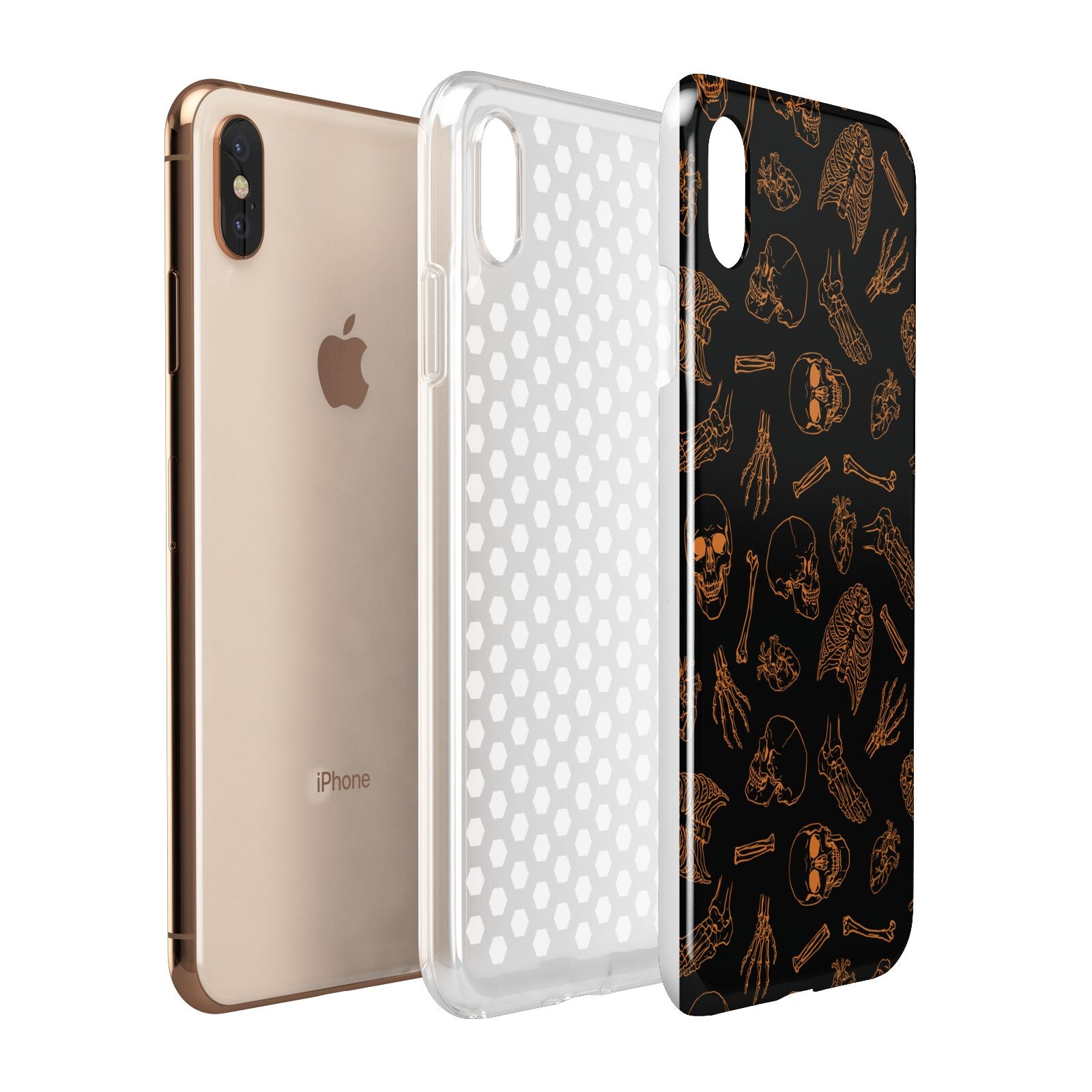 Orange Skeleton Illustrations Apple iPhone Xs Max 3D Tough Case Expanded View