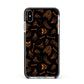 Orange Skeleton Illustrations Apple iPhone Xs Max Impact Case Black Edge on Silver Phone