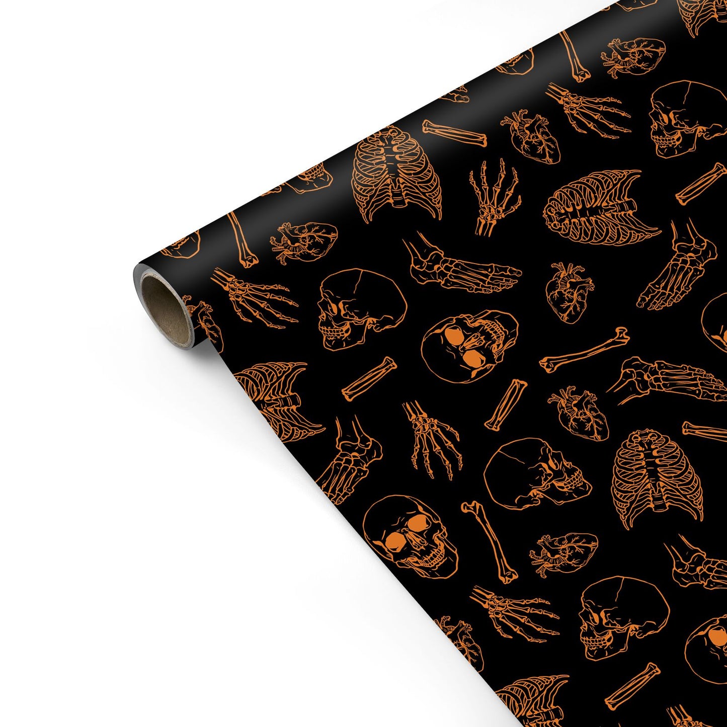 Orange Skeleton Illustrations Personalised Gift Wrap