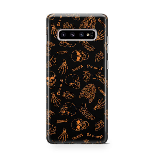 Orange Skeleton Illustrations Protective Samsung Galaxy Case