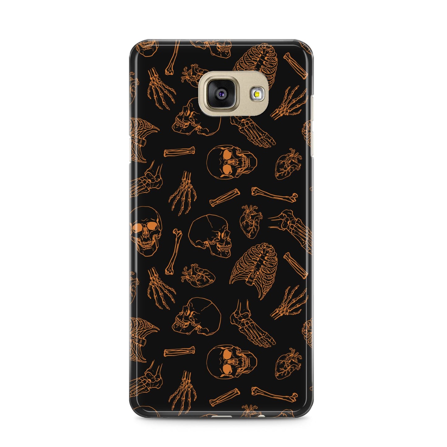 Orange Skeleton Illustrations Samsung Galaxy A5 2016 Case on gold phone