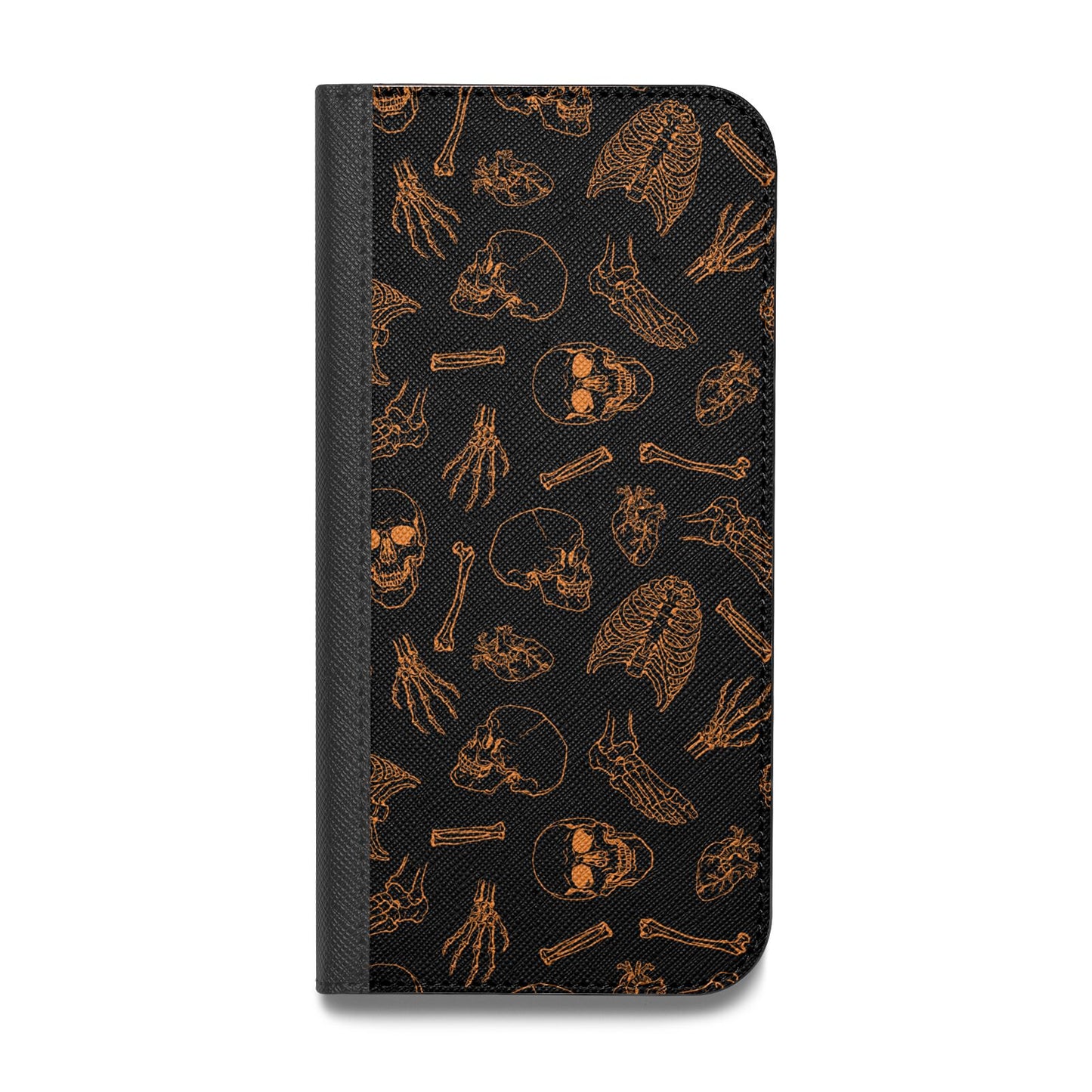 Orange Skeleton Illustrations Vegan Leather Flip Samsung Case