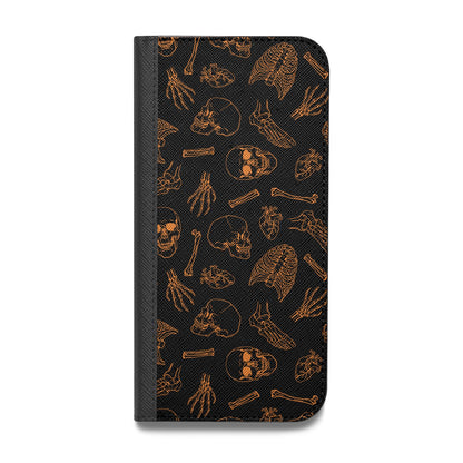 Orange Skeleton Illustrations Vegan Leather Flip Samsung Case