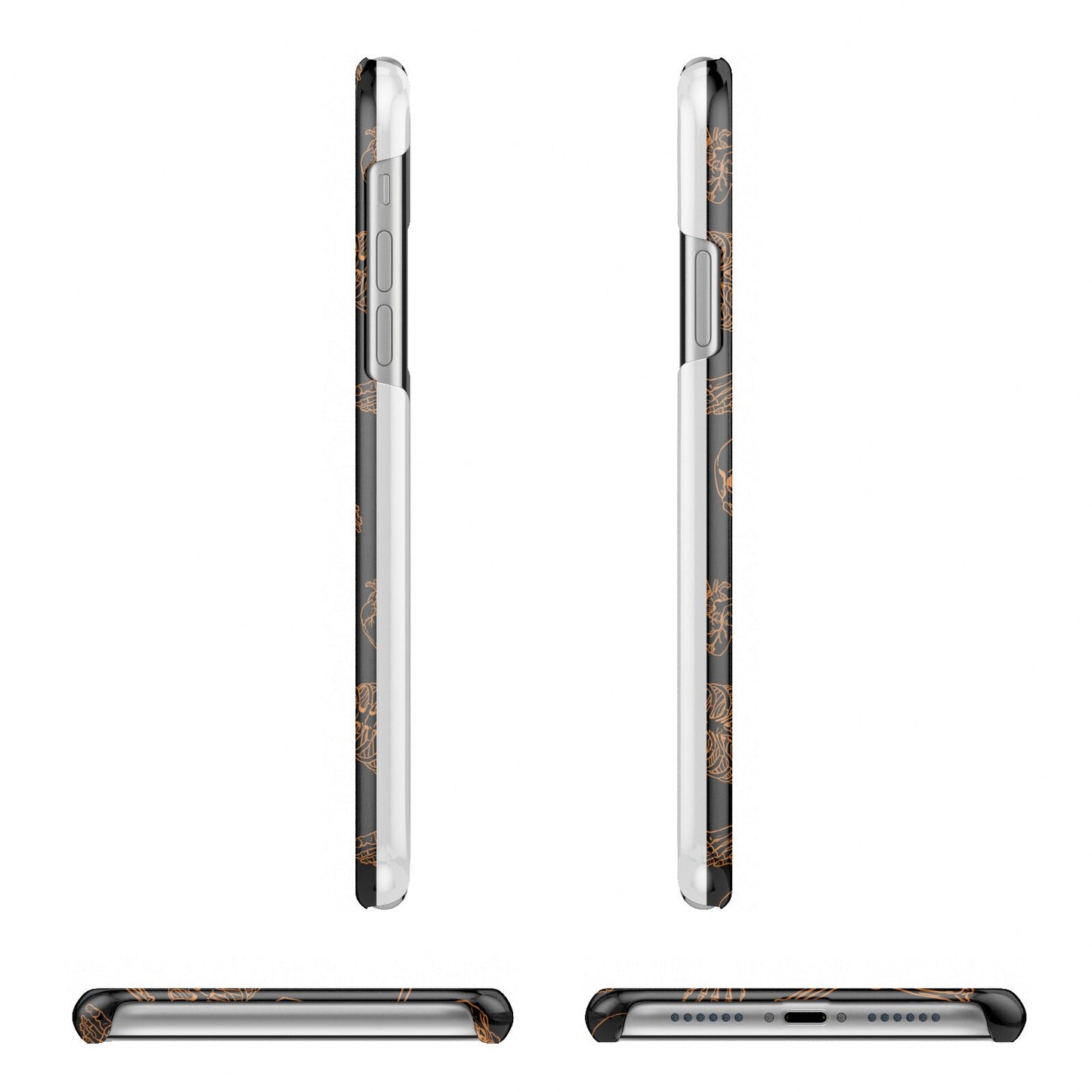 Orange Skeleton Illustrations iPhone 11 Pro 3D Snap Case Angle Images