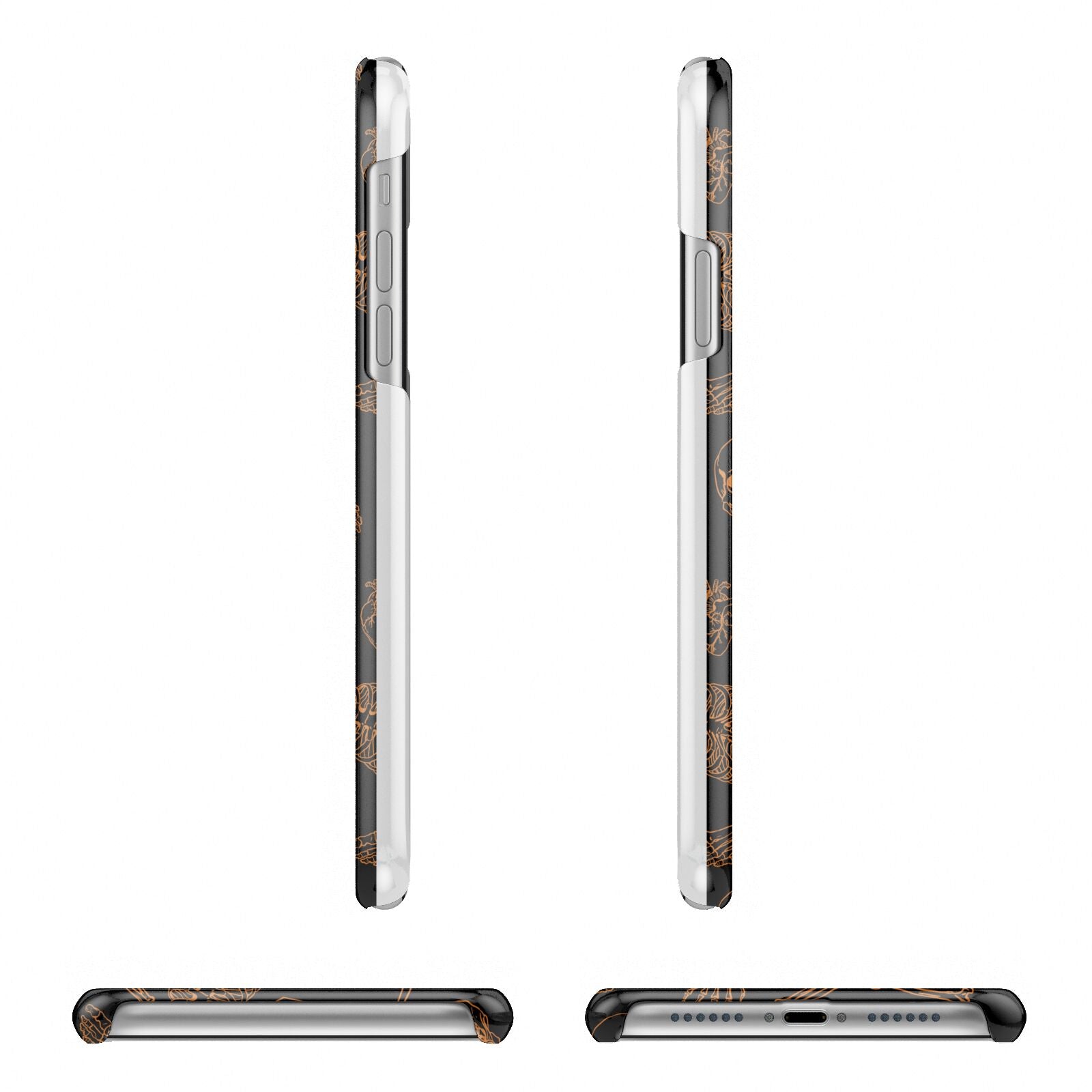 Orange Skeleton Illustrations iPhone 11 Pro 3D Snap Case Angle Images