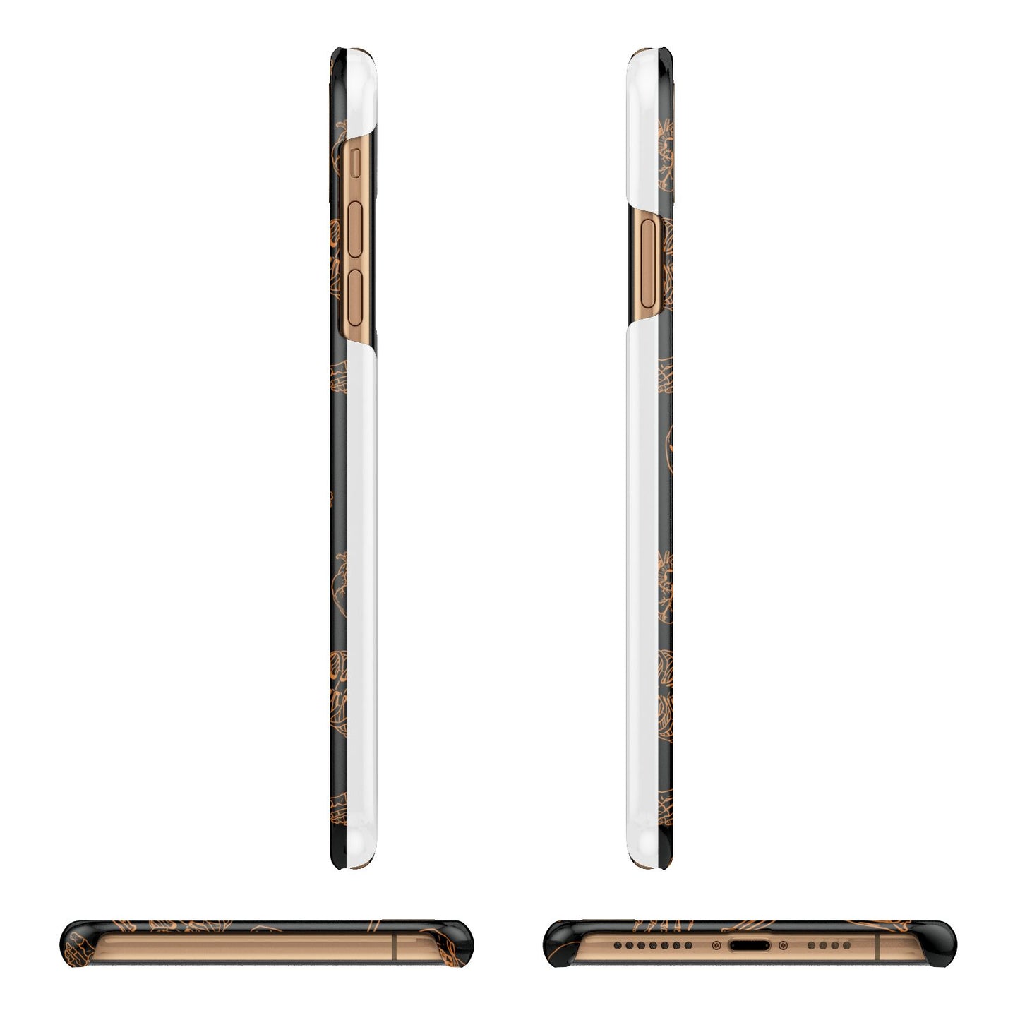 Orange Skeleton Illustrations iPhone 11 Pro Max 3D Snap Case Angle Images