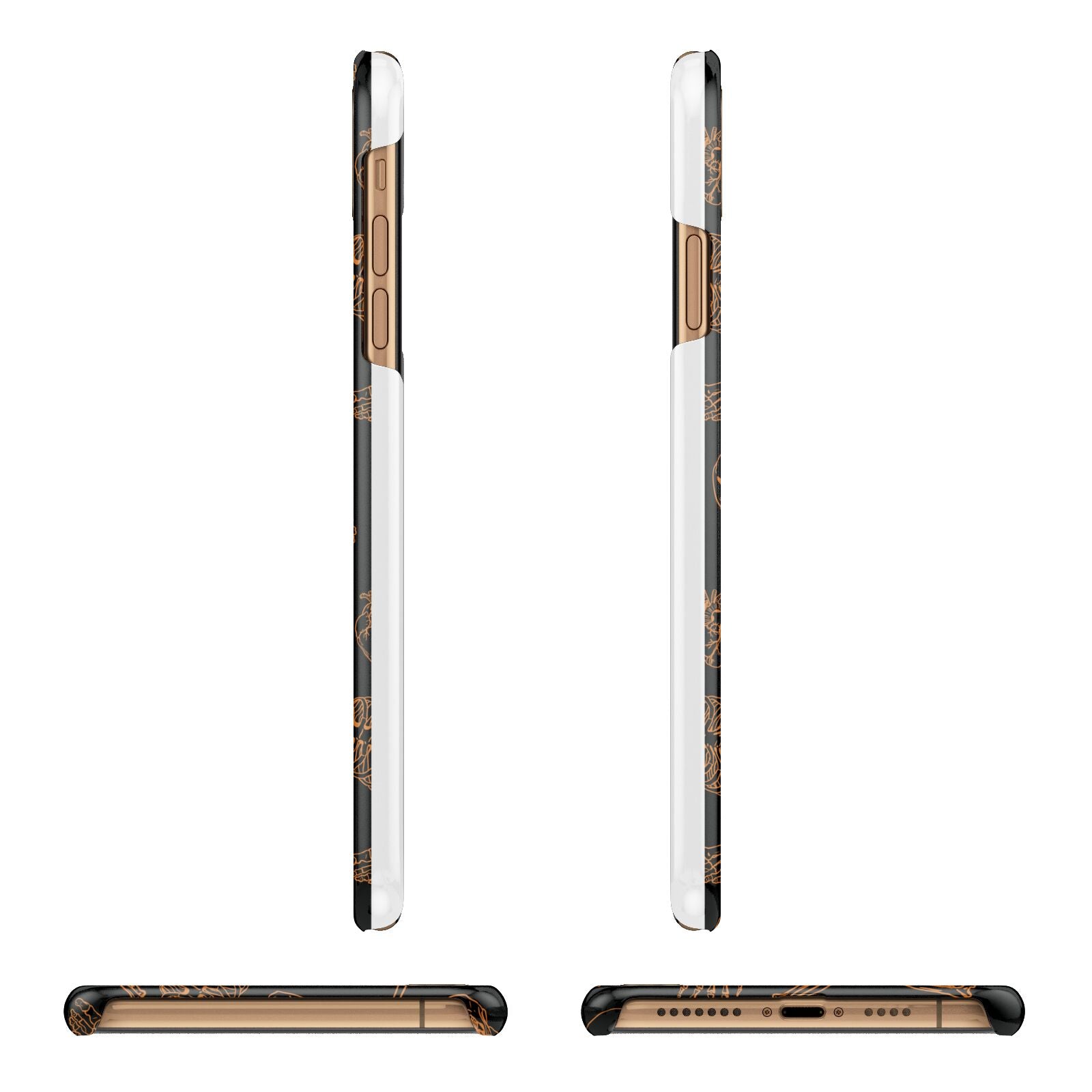 Orange Skeleton Illustrations iPhone 11 Pro Max 3D Snap Case Angle Images