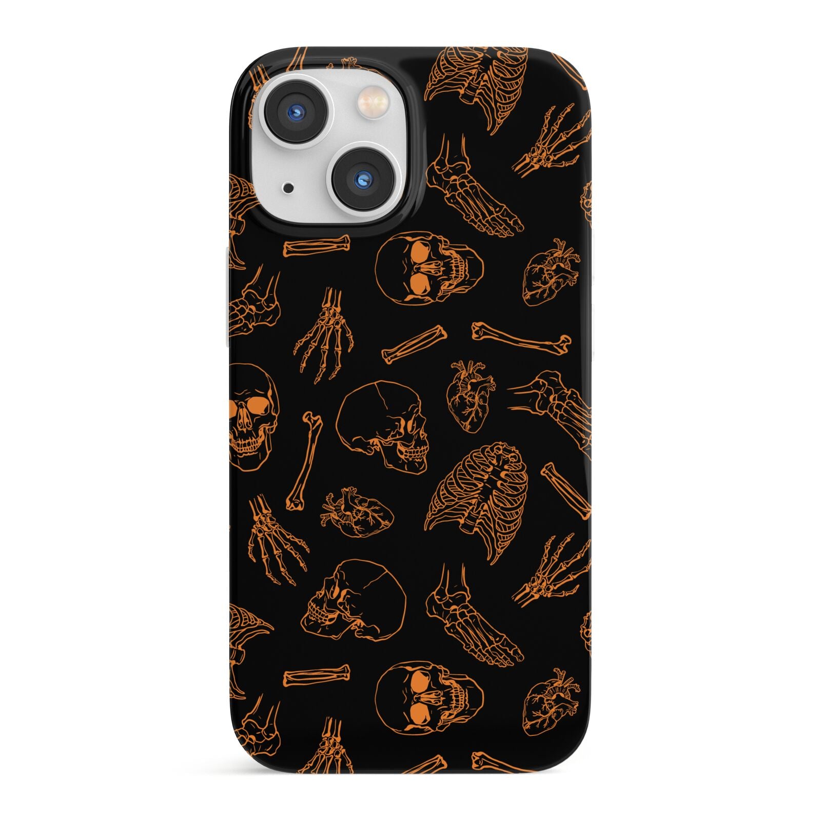 Orange Skeleton Illustrations iPhone 13 Mini Full Wrap 3D Snap Case