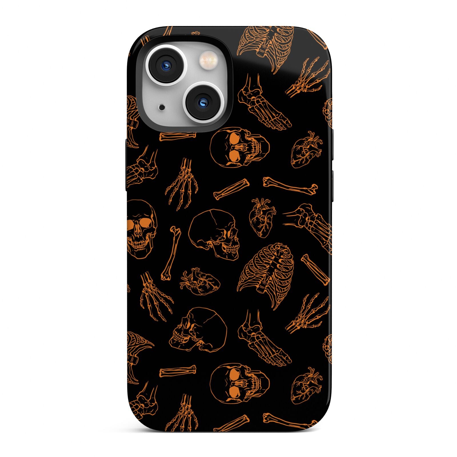 Orange Skeleton Illustrations iPhone 13 Mini Full Wrap 3D Tough Case