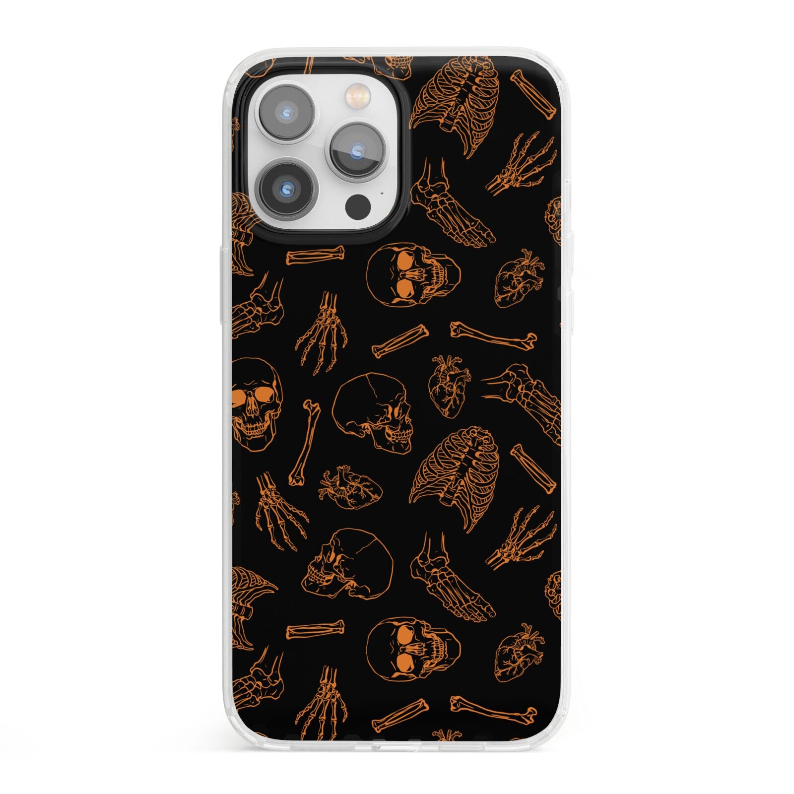 Orange Skeleton Illustrations iPhone 13 Pro Max Clear Bumper Case