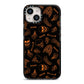 Orange Skeleton Illustrations iPhone 14 Black Impact Case on Silver phone