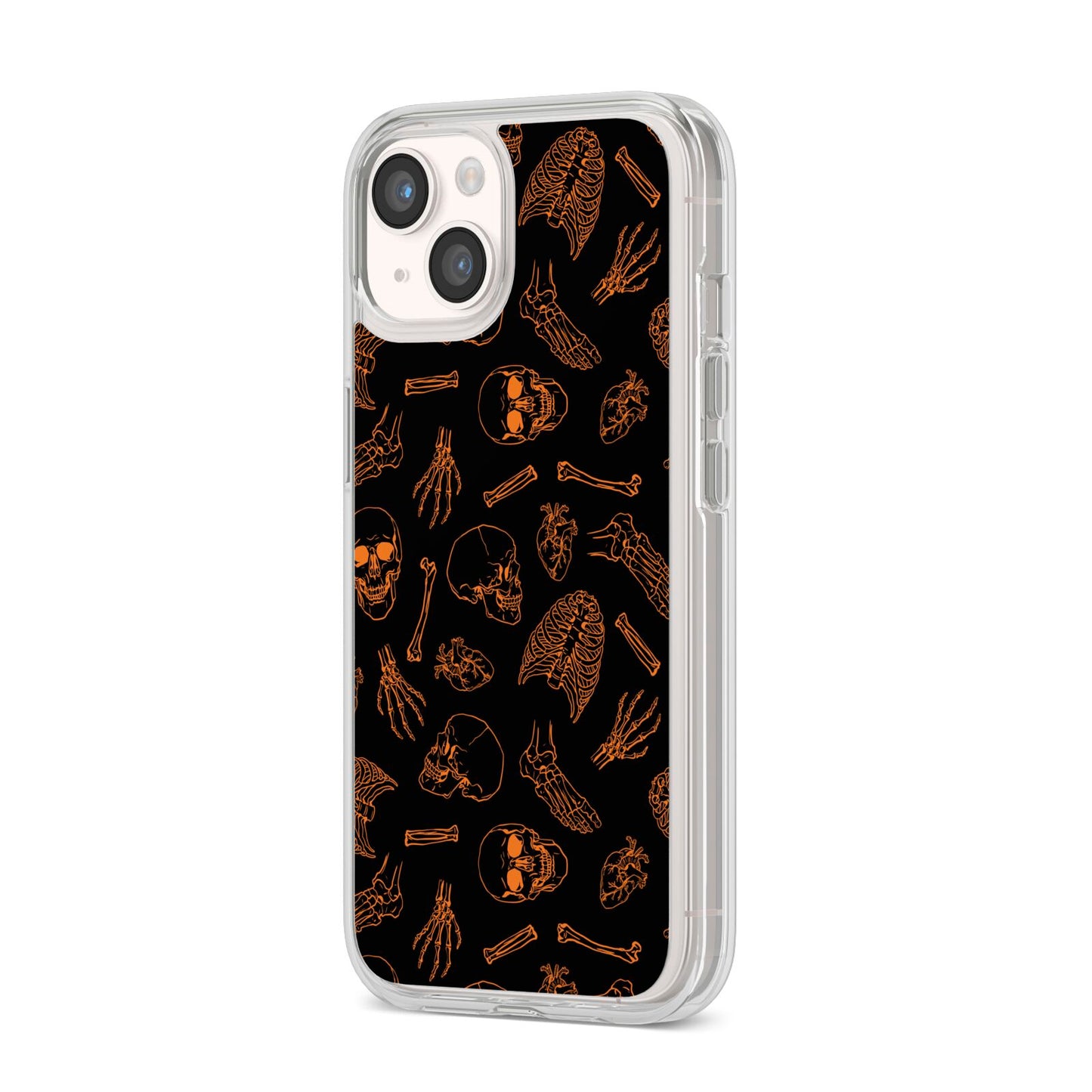 Orange Skeleton Illustrations iPhone 14 Clear Tough Case Starlight Angled Image