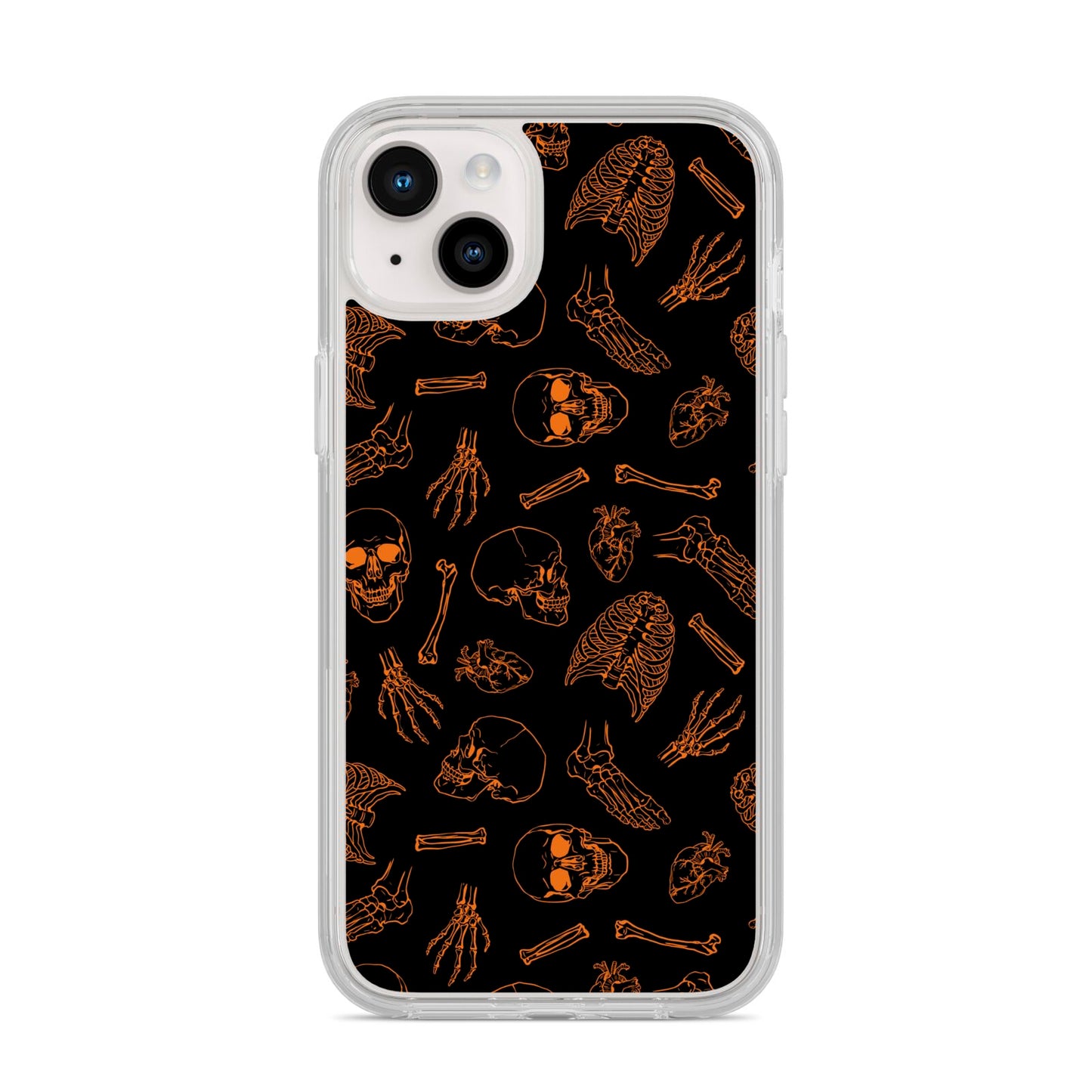Orange Skeleton Illustrations iPhone 14 Plus Clear Tough Case Starlight