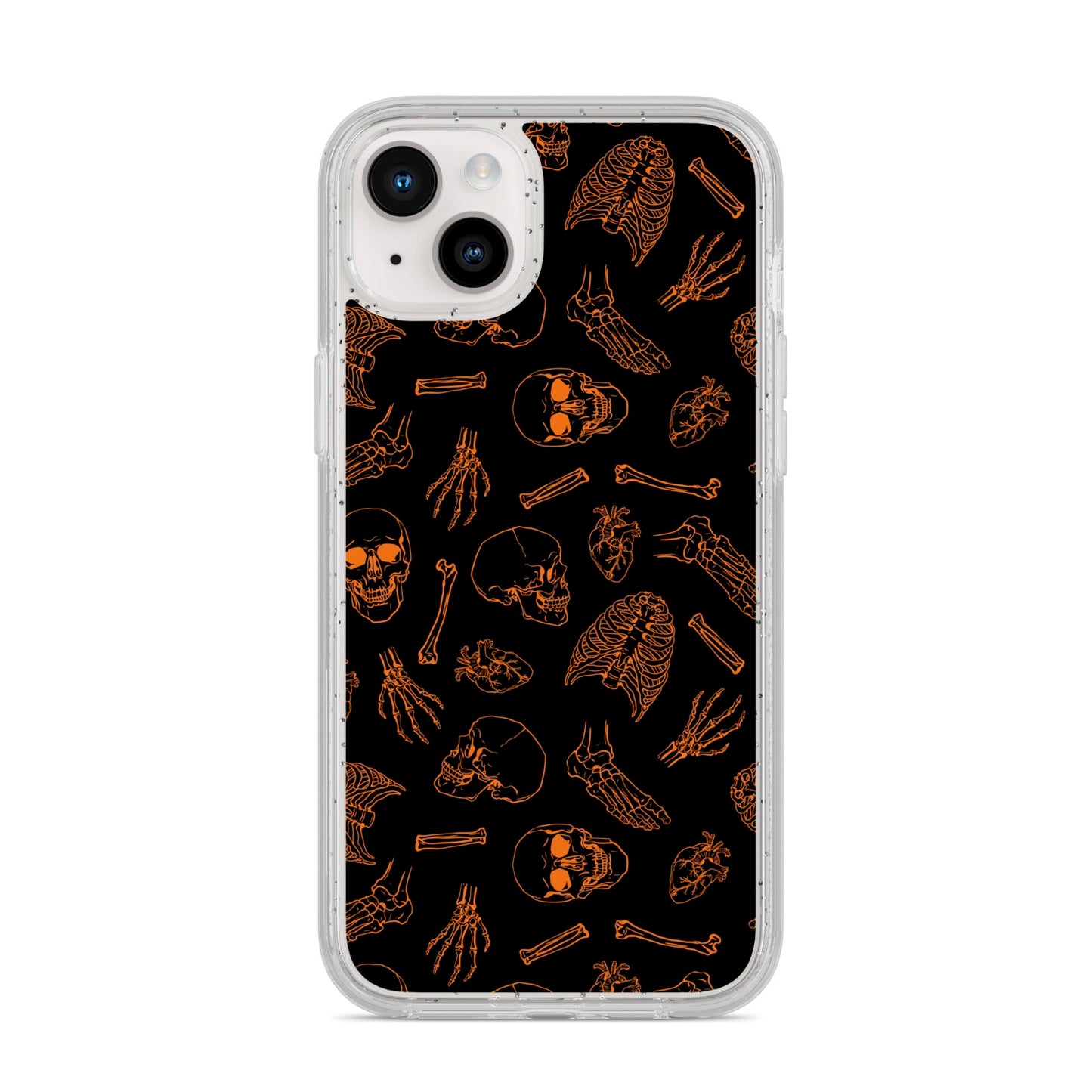 Orange Skeleton Illustrations iPhone 14 Plus Glitter Tough Case Starlight