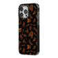Orange Skeleton Illustrations iPhone 14 Pro Max Black Impact Case Side Angle on Silver phone
