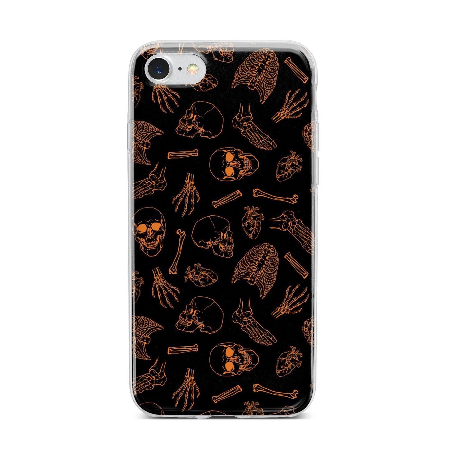 Orange Skeleton Illustrations iPhone 7 Bumper Case on Silver iPhone