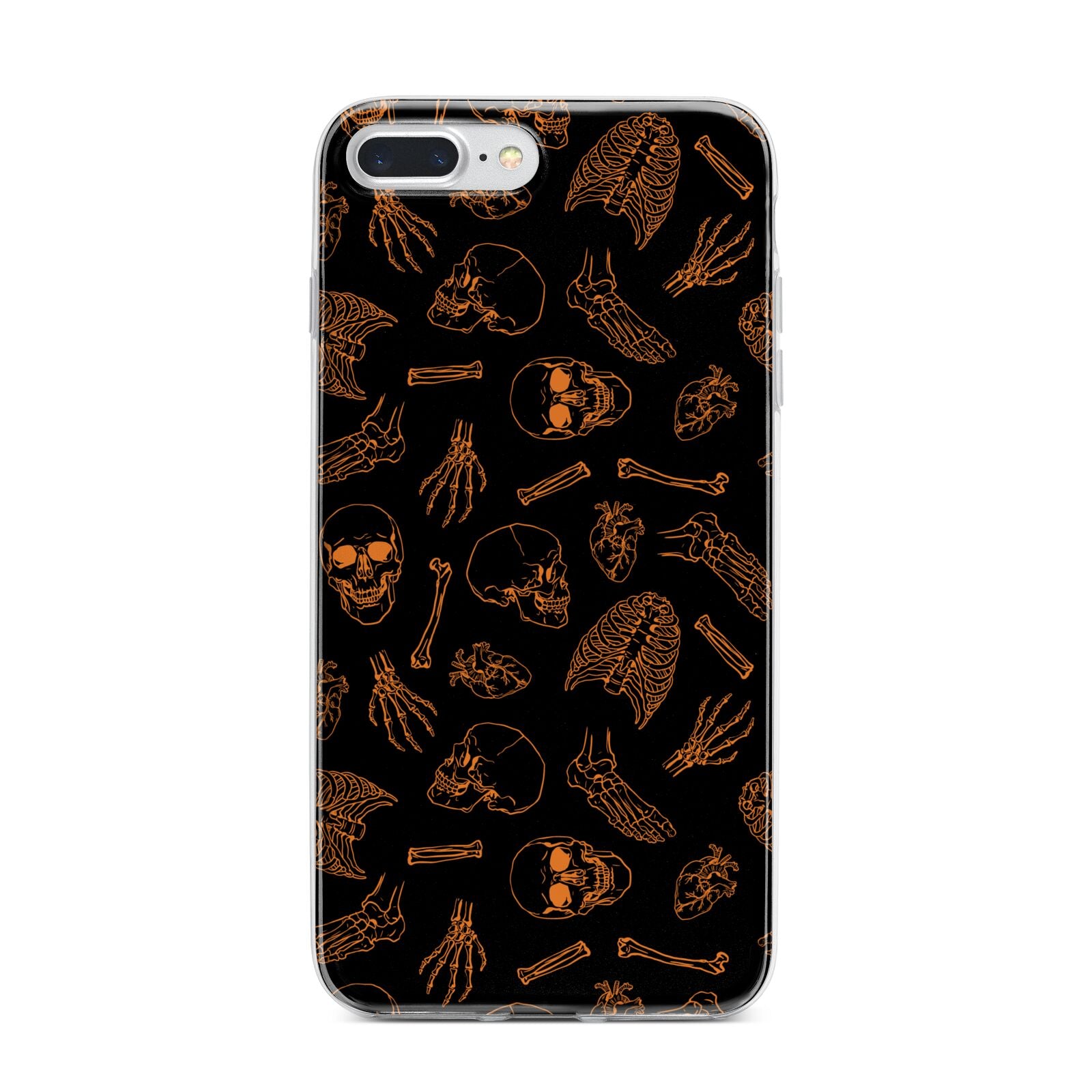 Orange Skeleton Illustrations iPhone 7 Plus Bumper Case on Silver iPhone
