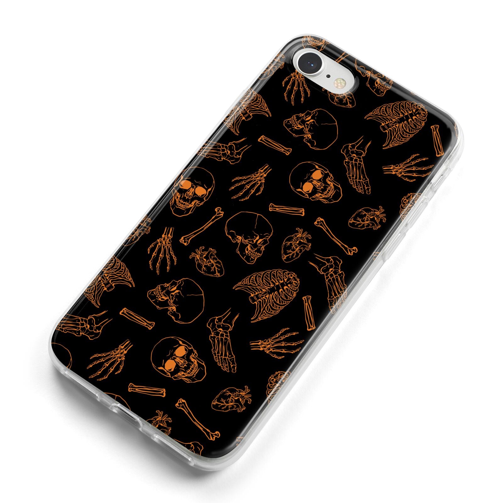 Orange Skeleton Illustrations iPhone 8 Bumper Case on Silver iPhone Alternative Image