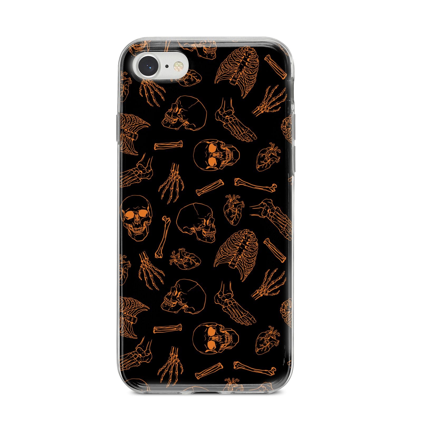 Orange Skeleton Illustrations iPhone 8 Bumper Case on Silver iPhone