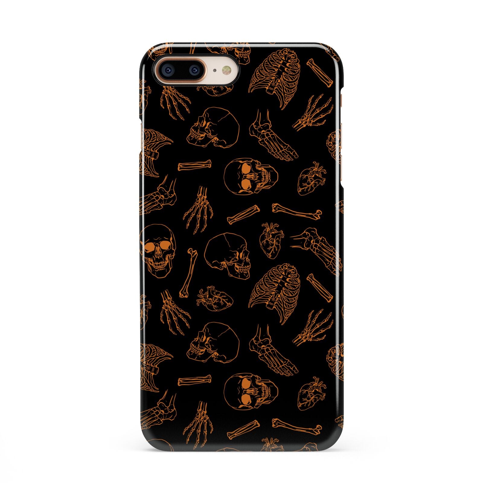 Orange Skeleton Illustrations iPhone 8 Plus 3D Snap Case on Gold Phone