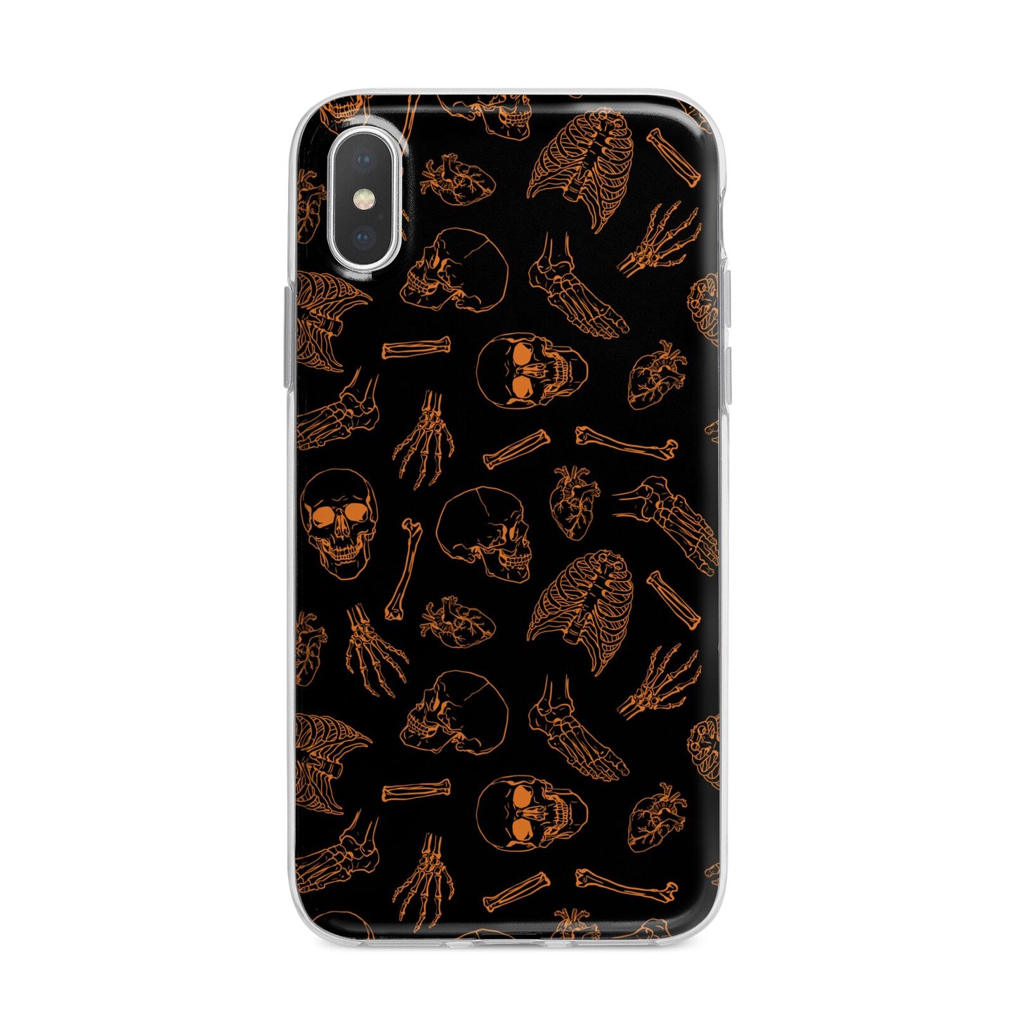 Orange Skeleton Illustrations iPhone X Bumper Case on Silver iPhone Alternative Image 1