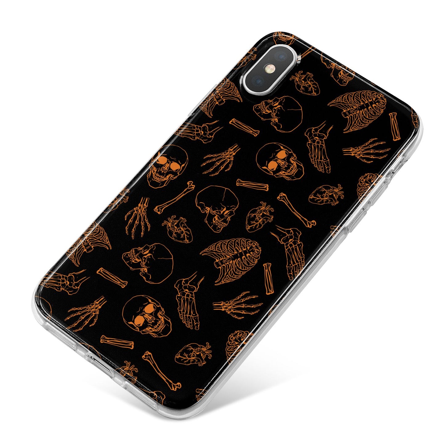 Orange Skeleton Illustrations iPhone X Bumper Case on Silver iPhone
