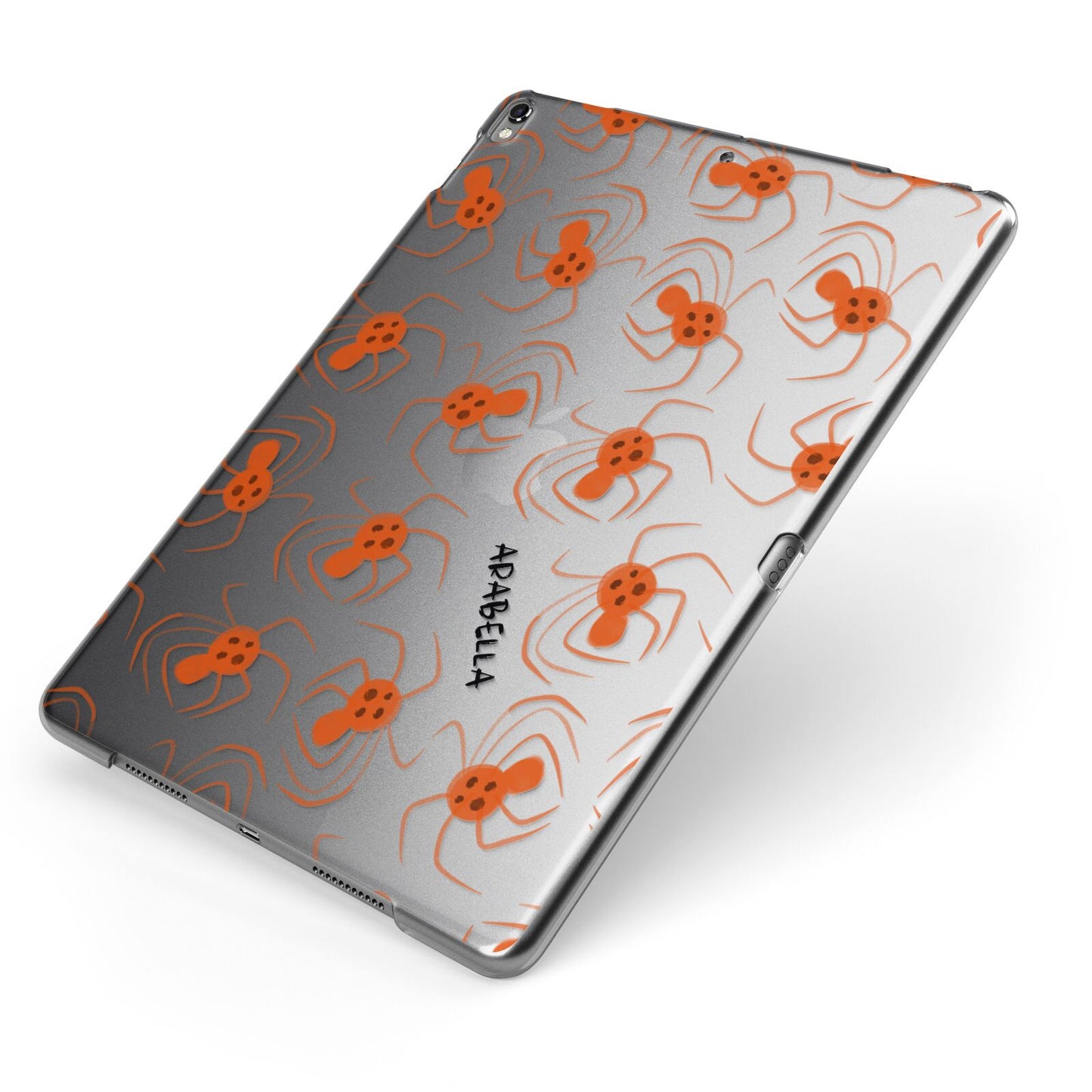 Orange Spiders Personalised Apple iPad Case on Grey iPad Side View