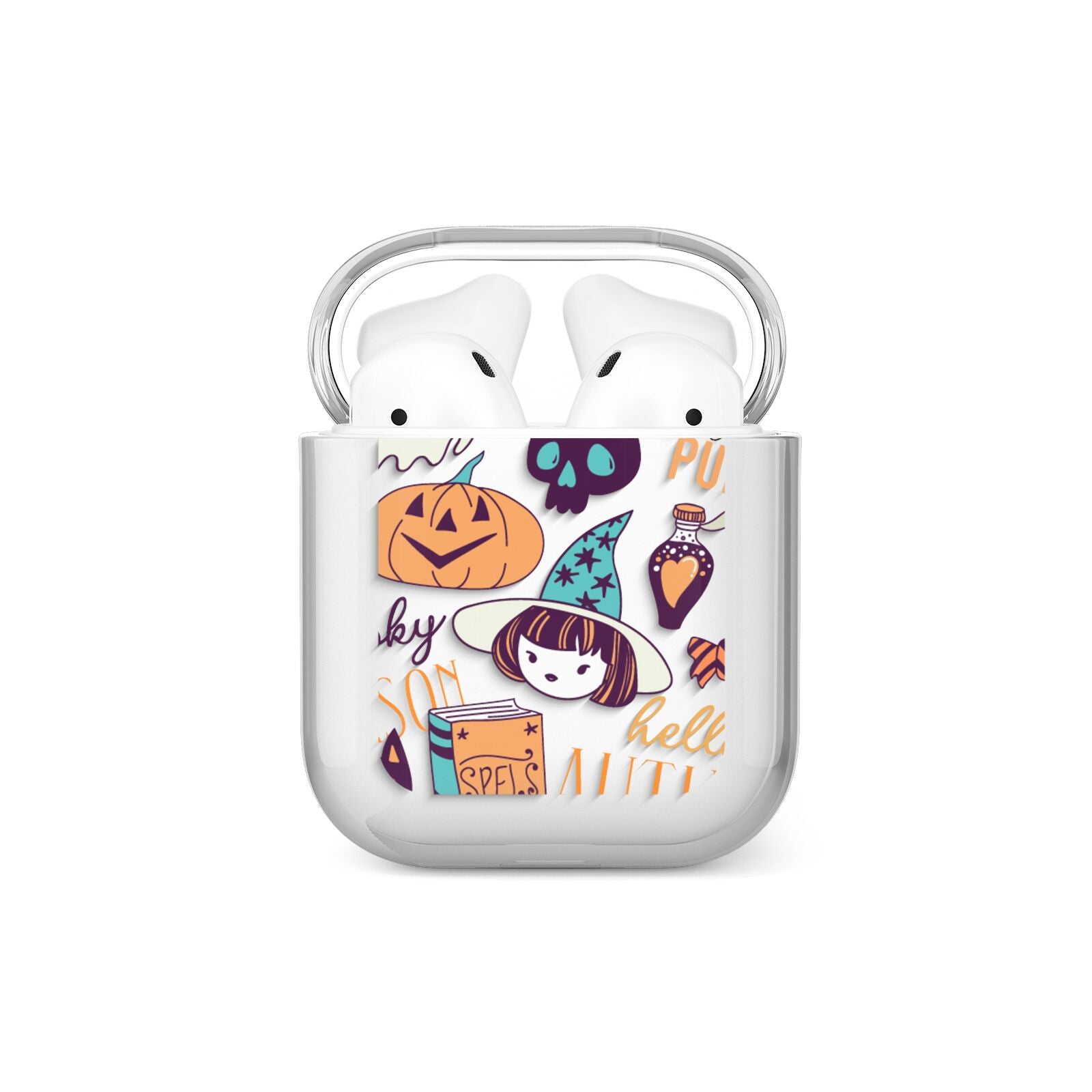 Orange and Blue Halloween Illustrations AirPods Case