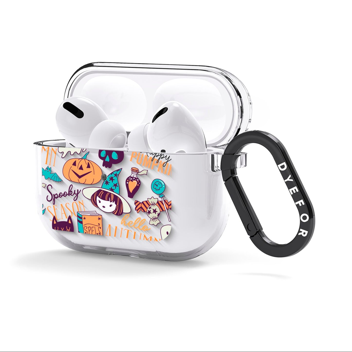 Orange and Blue Halloween Illustrations AirPods Clear Case 3rd Gen Side Image