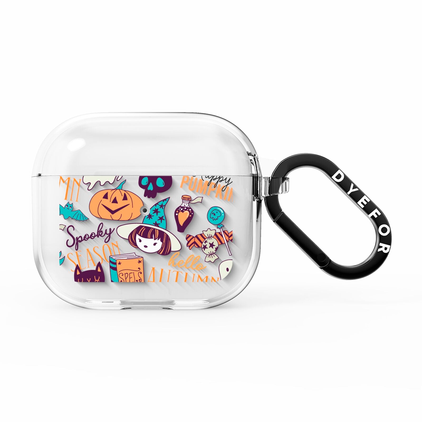 Orange and Blue Halloween Illustrations AirPods Clear Case 3rd Gen