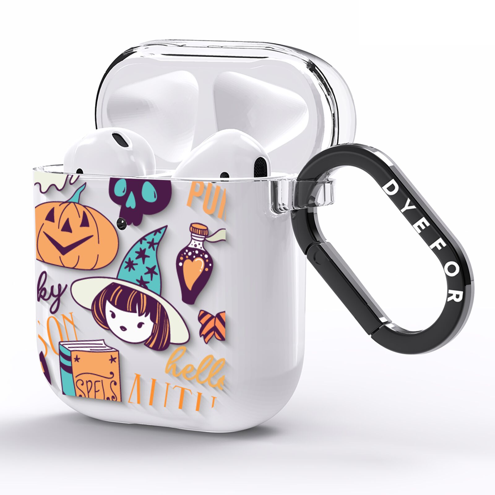Orange and Blue Halloween Illustrations AirPods Clear Case Side Image