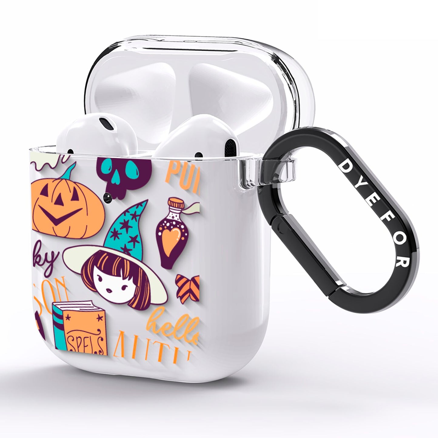 Orange and Blue Halloween Illustrations AirPods Clear Case Side Image