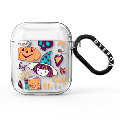 Orange and Blue Halloween Illustrations AirPods Clear Case
