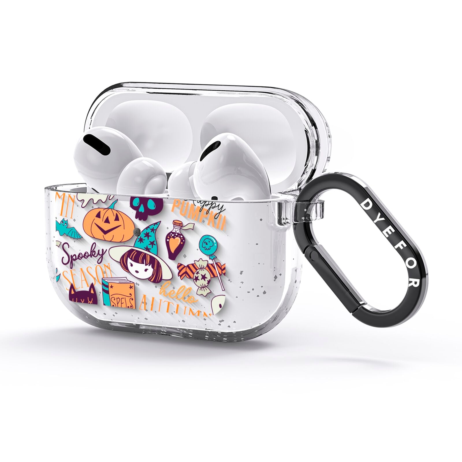 Orange and Blue Halloween Illustrations AirPods Glitter Case 3rd Gen Side Image