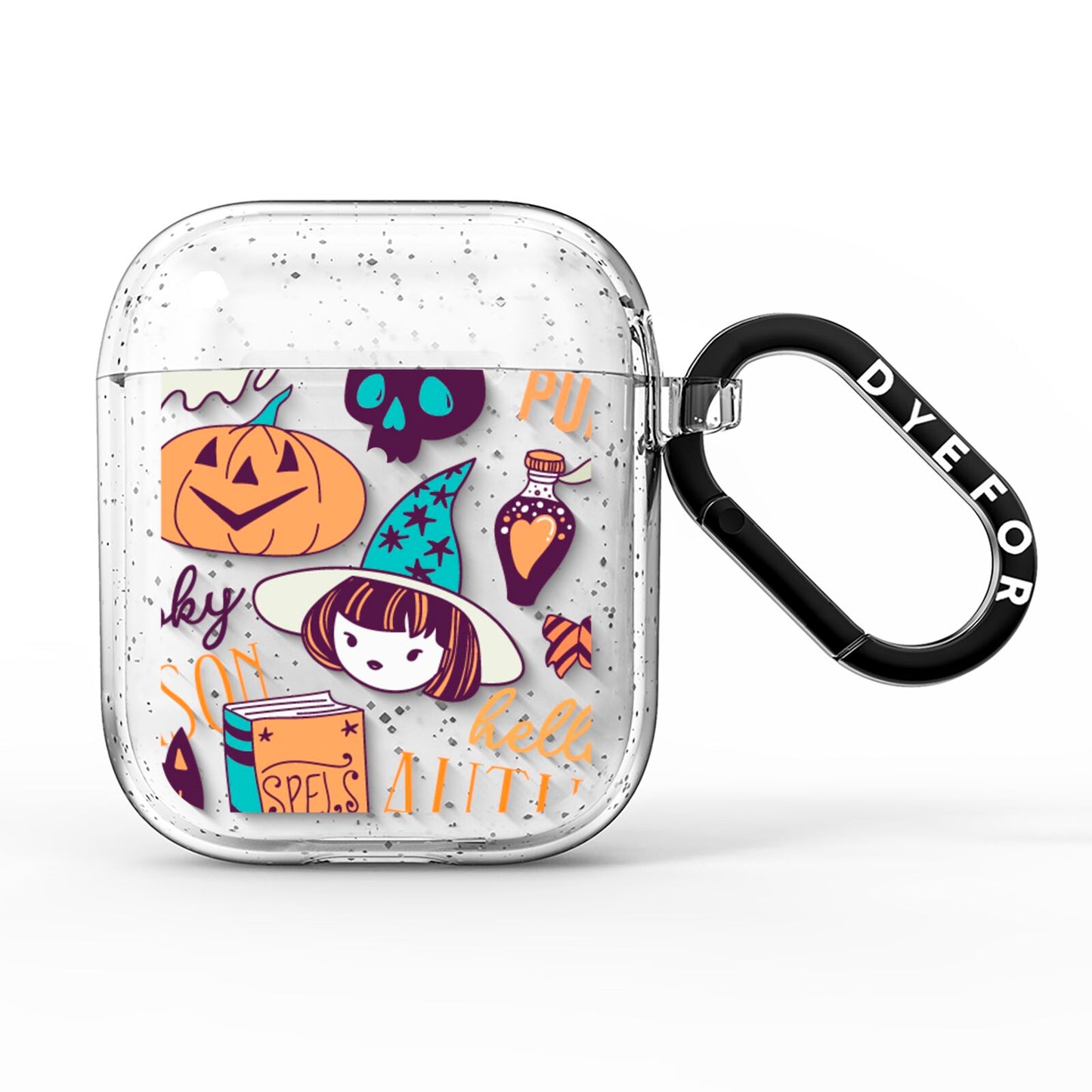 Orange and Blue Halloween Illustrations AirPods Glitter Case