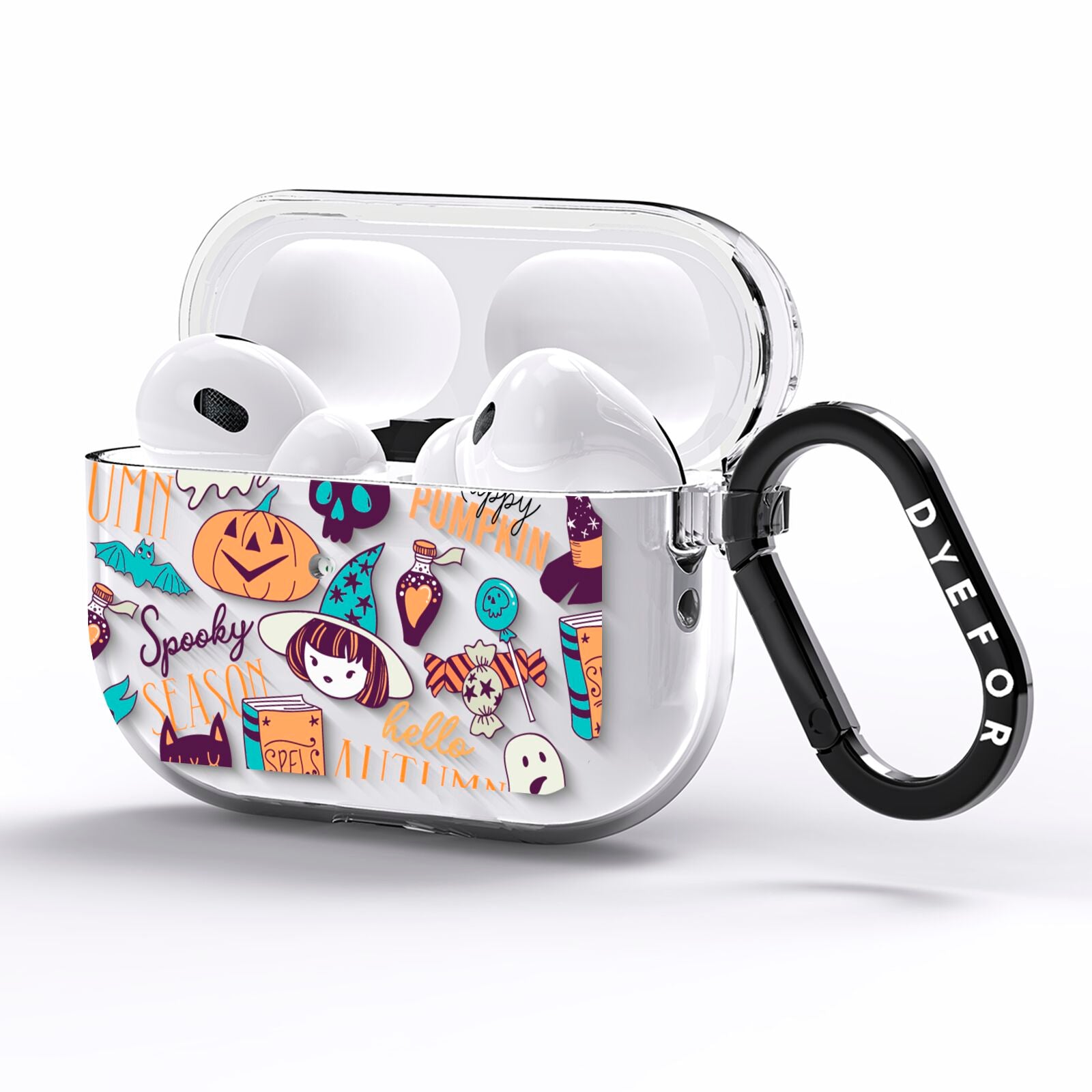 Orange and Blue Halloween Illustrations AirPods Pro Clear Case Side Image