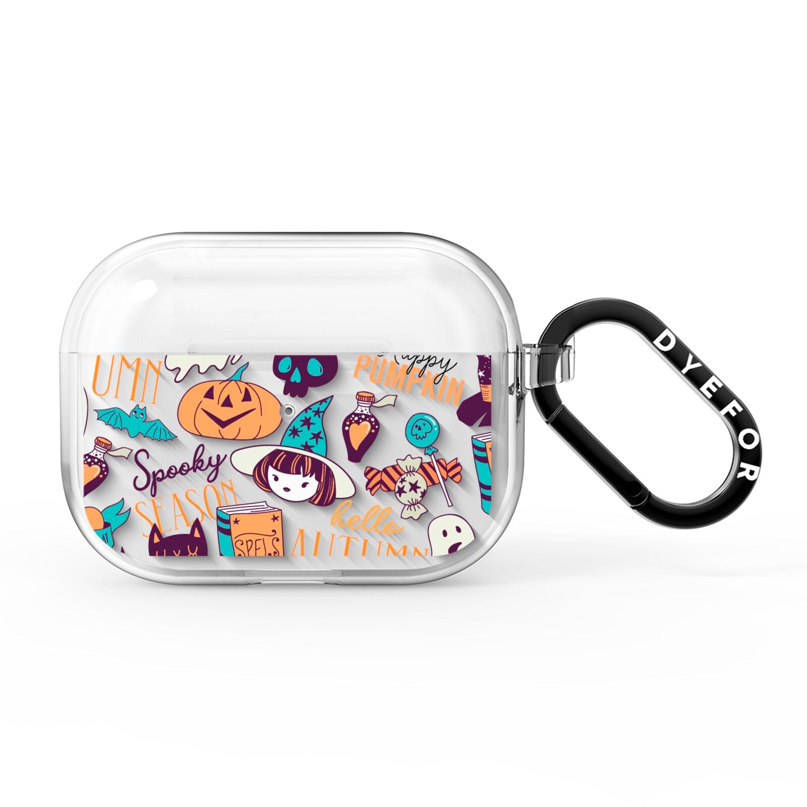 Orange and Blue Halloween Illustrations AirPods Pro Clear Case