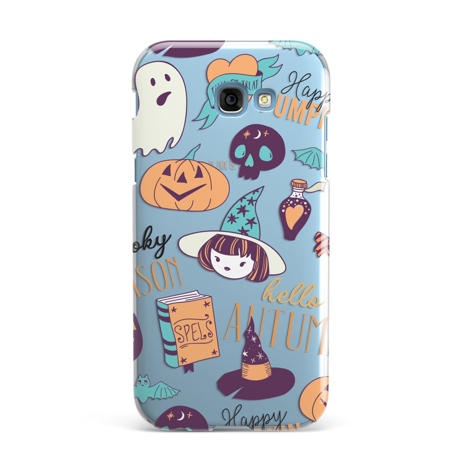 Orange and Blue Halloween Illustrations Samsung Galaxy A7 2017 Case