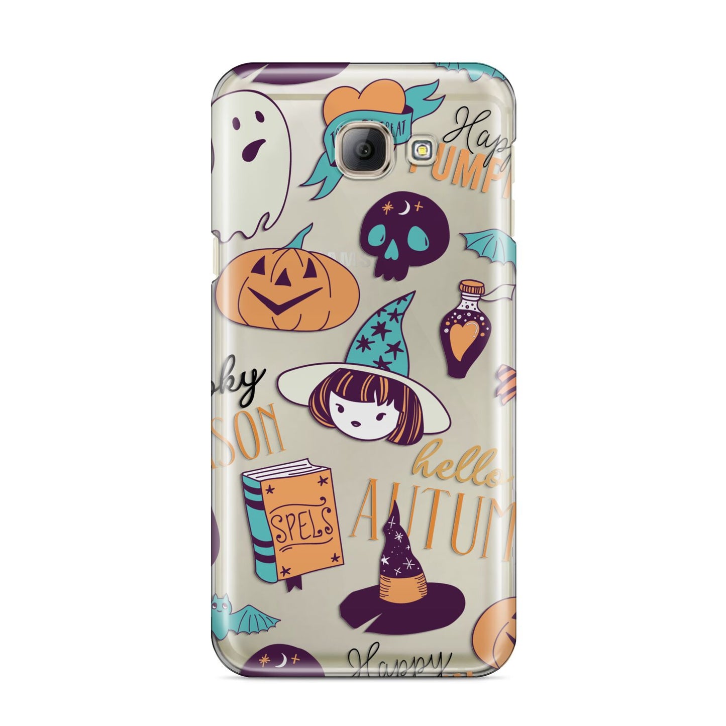 Orange and Blue Halloween Illustrations Samsung Galaxy A8 2016 Case