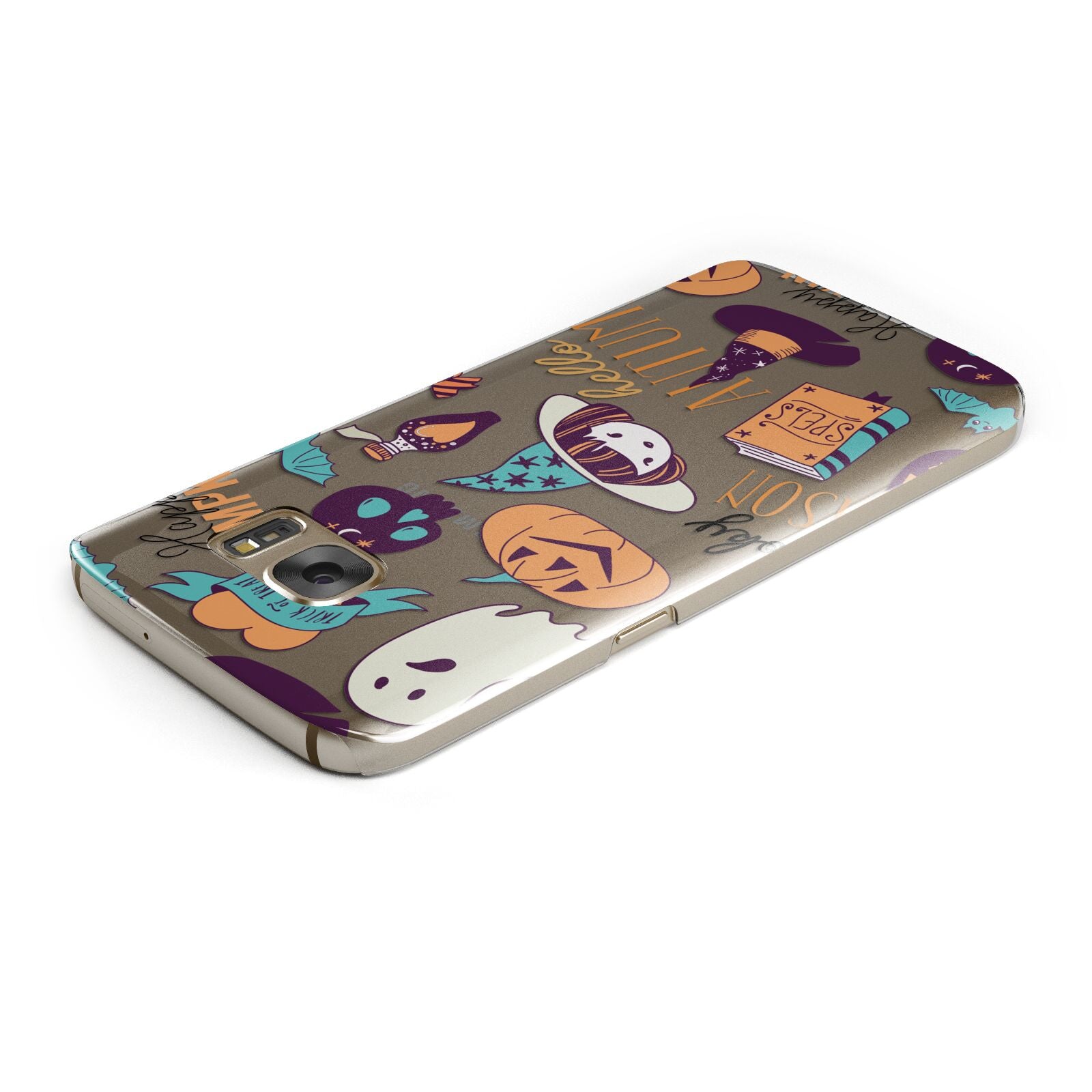 Orange and Blue Halloween Illustrations Samsung Galaxy Case Top Cutout