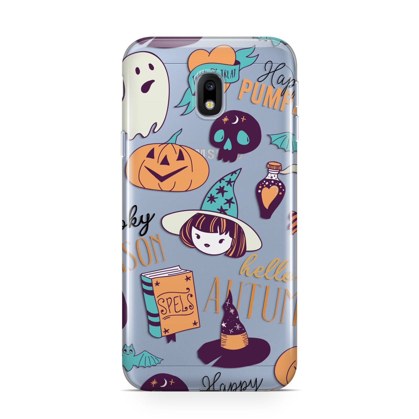 Orange and Blue Halloween Illustrations Samsung Galaxy J3 2017 Case