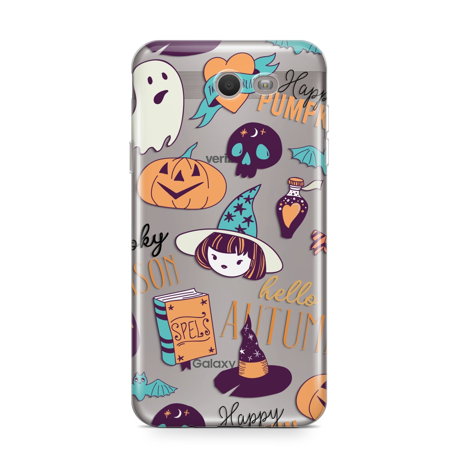 Orange and Blue Halloween Illustrations Samsung Galaxy J7 2017 Case